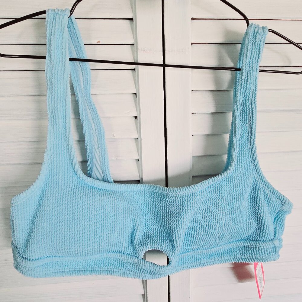 NWT TARGET XHILARATION BABY BLUE BRALETTE STYLE TEXTURED BIKINI TOP XL (12-14) - Picture 3 of 6